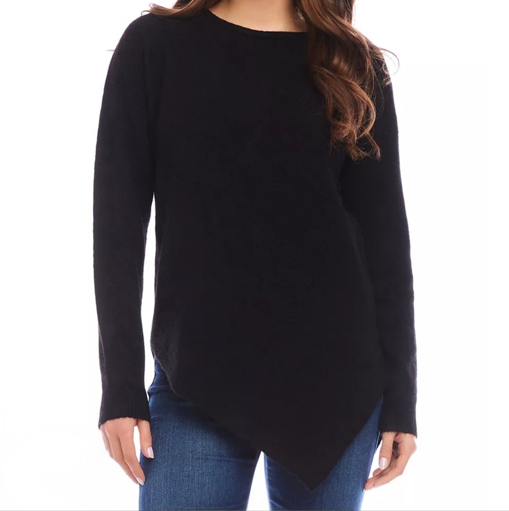 Karen Kane Asymmetrical Soft Long Sleeved Sweater Black Size Small